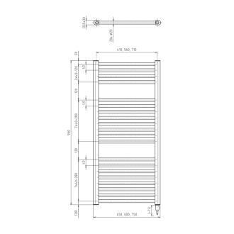 DIRECT-E elektrické vykurovacie teleso rovné 450x960 mm, 300 W, čierna