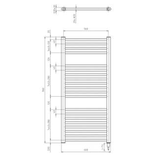 DIRECT-E elektrické vykurovacie teleso rovné 600x960 mm, 400 W, čierna