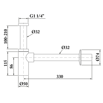 Umývadlový sifón 5/4&quot;, odpad 32mm, okrúhly, zlato mat SI519