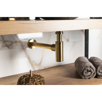 Umývadlový sifón 5/4&quot;, odpad 32mm, okrúhly, zlato mat SI519