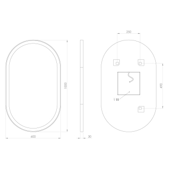 PARGA oválne zrkadlo s LED osvetlením 60x100cm