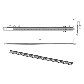 Spádová lišta, pravá, výška 10 mm, dĺžka 1000 mm, čierna mat SPD10B-P