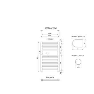 ALYA vykurovacie teleso rovné 450x803mm, chróm LLR101