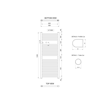 ALYA vykurovacie teleso rovné 500x1230mm, chróm LLR104