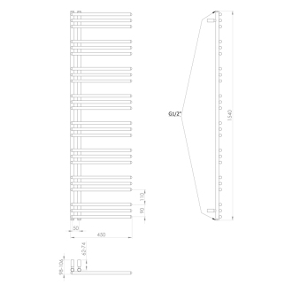 POSEIDON vykurovacie teleso 450x1540mm, biela PS415