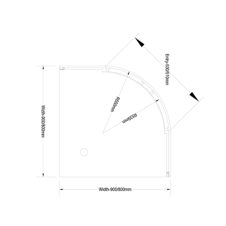 ARLETA štvrťkruhová sprchová zástena 800x800mm, číre sklo HLS800Y