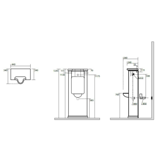 WALDORF urinál na postavenie so zakrytým prívodom vody 44x124,5 cm, sifón, čierna mat 413131