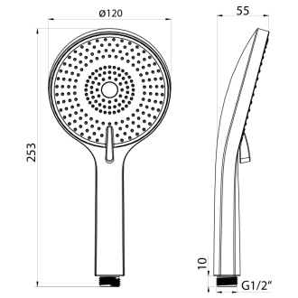 Ručná masážna sprcha, 3 režimy sprchovania, priemer 120 mm, ABS/chróm SK879