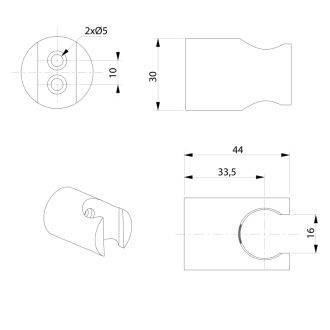 Držiak sprchy okrúhly, pevný, čierna mat 1205-15B