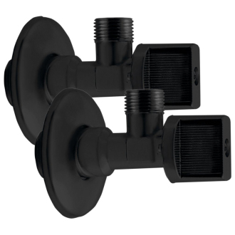 Rohový guľový ventil 1/2&quot;x3/8&quot;, bez matky, pár, čierna mat