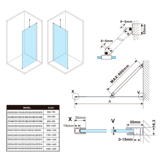 ESCA číre sklo 700x2100mm ES1070