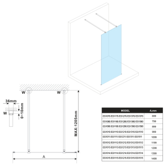 ESCA číre sklo 1000x2100mm ES1010