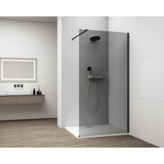 ESCA BLACK MATT sprchová zástena na inštaláciu k stene, dymové sklo, 900 mm ES1290-02
