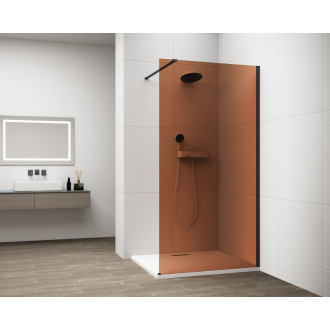ESCA BLACK MATT sprchová zástena na inštaláciu k stene, sklo Marron, 800 mm ES1580-02
