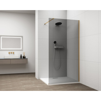 ESCA GOLD MATT sprchová zástena na inštaláciu k stene, dymové sklo, 900 mm ES1290-04