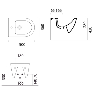 PURA bidet závesný 36x50cm, cenere mat 8864117