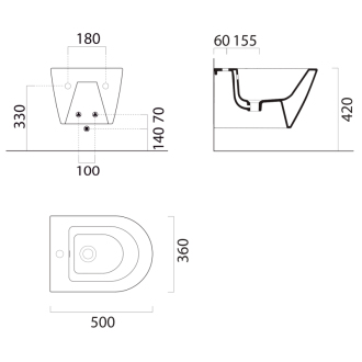 KUBE X bidet závesný 36x50cm, biela mat 9464109