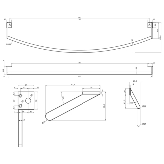 PURA čelný držiak uterákov 102cm, chróm PAPR102