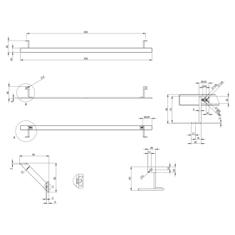 PURA čelný držiak uterákov 102cm, chróm PAPRD102