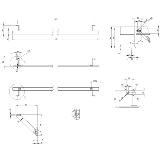 PURA čelný držiak uterákov 122cm, chróm PAPRD122