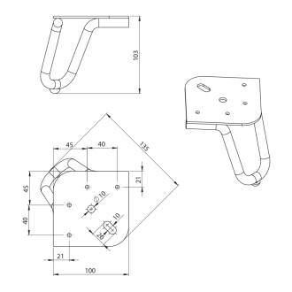 Nábytková nožička, výška 103mm, čierna mat 30320