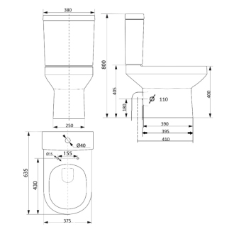 VERMET WC kombi misa, spodný/zadný odpad, biela VR038