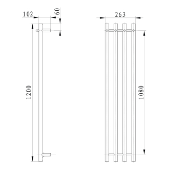 PAPINADO elektrický sušiak uterákov 263x1200mm, 85W, chróm ER750