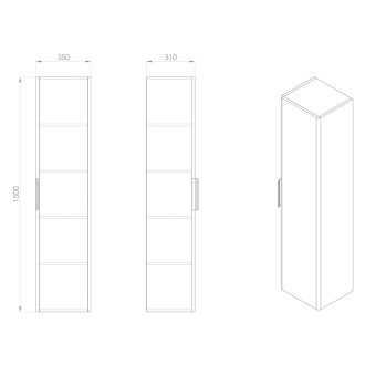 DENEB skrinka vysoká 31x150x35cm Ľ/P, biela mat DN180