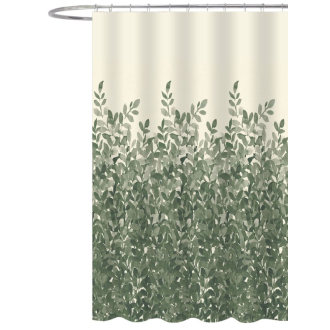 Sprchový záves 180x200cm, polyester, zelené listy ZP012