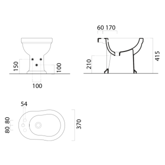 CLASSIC bidet, 37x54cm, 3 otvory, biela ExtraGlaze 8762311