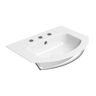 PURA keramické umývadlo Slim oblé 62x48cm, brúsená hrana, 3 otvory, biela 88279311