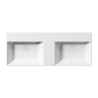 KUBE X keramické dvojumývadlo 120x47cm, brúsená spodná hrana, bez otvoru, biela 94259011