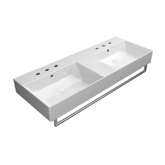 KUBE X keramické dvojumývadlo 120x47cm, brúsená spodná hrana, 3 otvory, biela 94259311