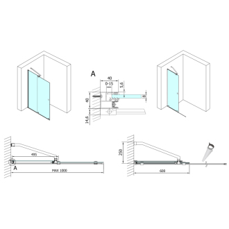 MODULAR SHOWER zástena s pojazdmi 1000 mm, čierna MS5-100B