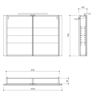 GRETA galerka s LED osvetlením, 101x70x14cm, biela mat GR100-0031
