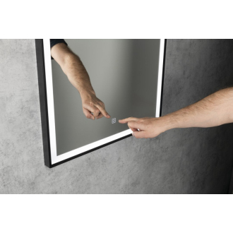 CORNA zrkadlo s LED osvetlením 60x80cm, dotykový senzor, stmievateľné, čierna mat CN060
