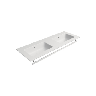 PURA keramické dvojumývadlo Slim 122x46cm, bez otvoru, biela mat 8888009