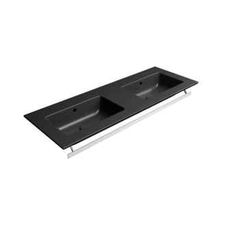 PURA keramické dvojumývadlo Slim 122x46cm, bez otvoru, čierna mat 8888026