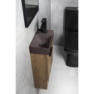 PICCOLINO betónové umývadlo 30,8x17cm, batéria vpravo, tmavo hnedá PK30515