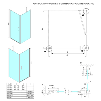 LORO obdĺžnikový sprchovací kút 900x1200mm