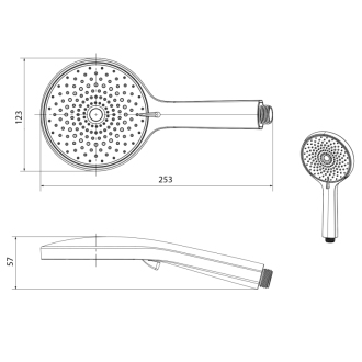 Ručná masážna sprcha, 4 režimy sprchovania, priemer 123mm, čierna mat 1204-10B