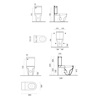 PURA WC kombi, spodný/zadný odpad, biela ExtraGlaze WCSET881711-PURA