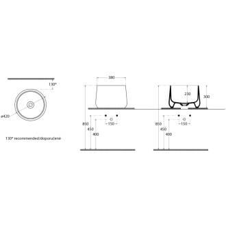 ALLEGRO keramické umývadlo vysoké, priemer 42cm, biela 10AL66042