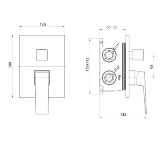 RITMO podomietková sprchová batéria, box, 3 výstupy, chróm RT043