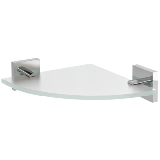 X-SQUARE sklenená polica rohová, štvrťkruhová 200x200mm, chróm/mliečne sklo XQ009-01