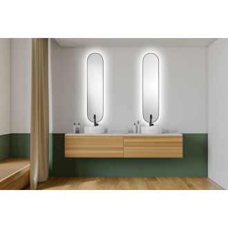 SHARON LONG oválne zrkadlo s LED podsvietením 35x150cm, čierna mat 30595CI