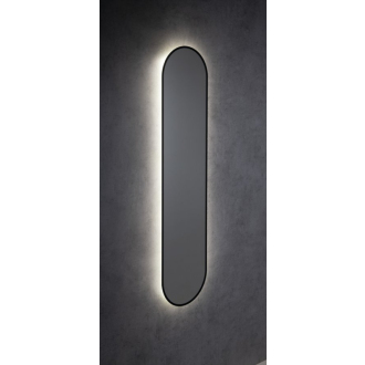 SHARON LONG oválne zrkadlo s LED podsvietením 35x150cm, čierna mat 30595CI