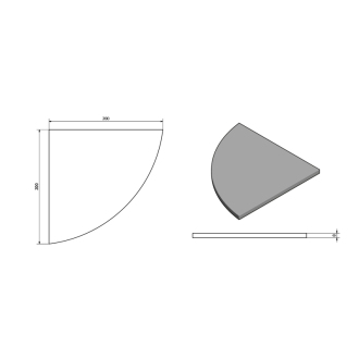 X-ROUND sklenená polica rohová, štvrťkruhová 200x200mm, chróm / mliečne sklo XR009-01