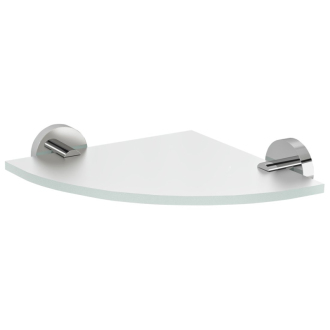 X-ROUND sklenená polica rohová, štvrťkruhová 200x200mm, chróm / mliečne sklo XR009-01