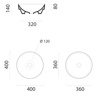 PURA keramické umývadlo na dosku, priemer 40cm, blush mat 884624
